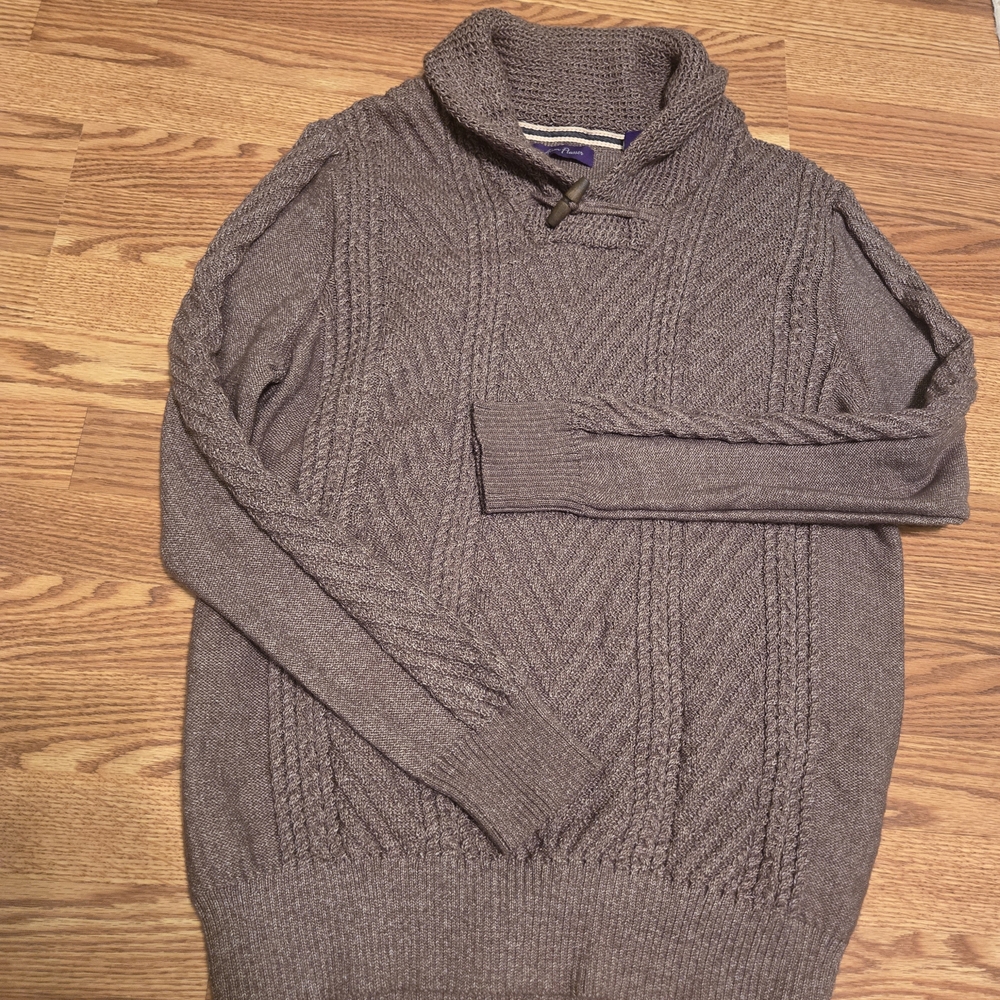NWOT Alan Flusser Brown V-Neck Sweater Size L